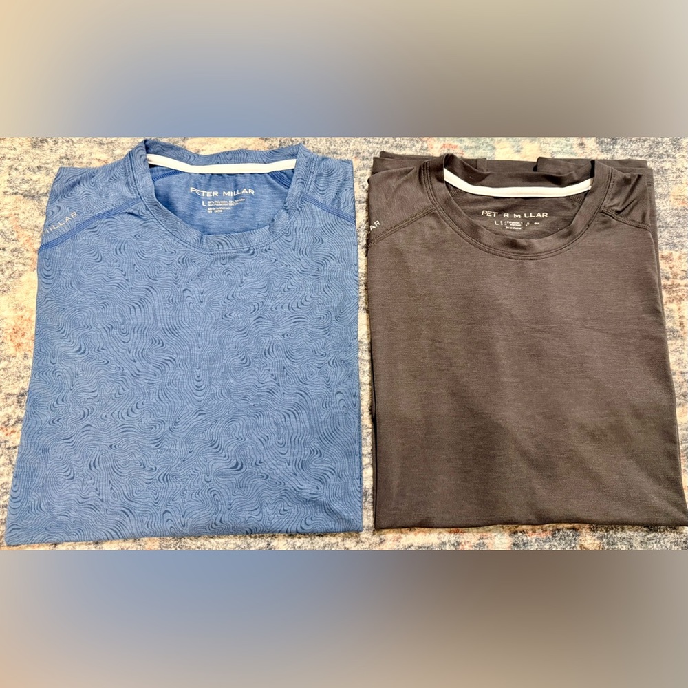 Peter Millar Short Sleeve Crew Neck Tees in Blue and Charcoal